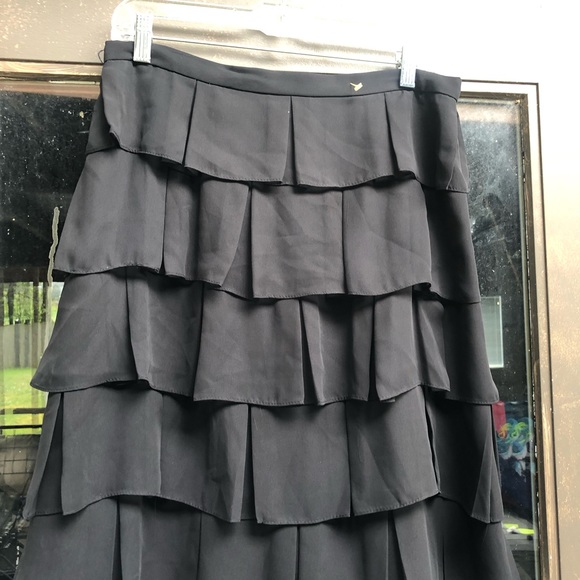 Chettab Evening Black Ruffle Midi Skirt Size 10 - Picture 7 of 11